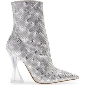 STEVE MADDEN Vivy Embellished Bootie SILVER boots size 7